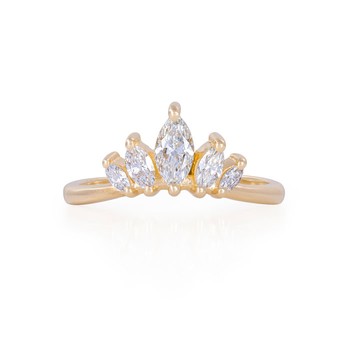 Solid Gold Crown of Hope Marquise Polished Band Ring