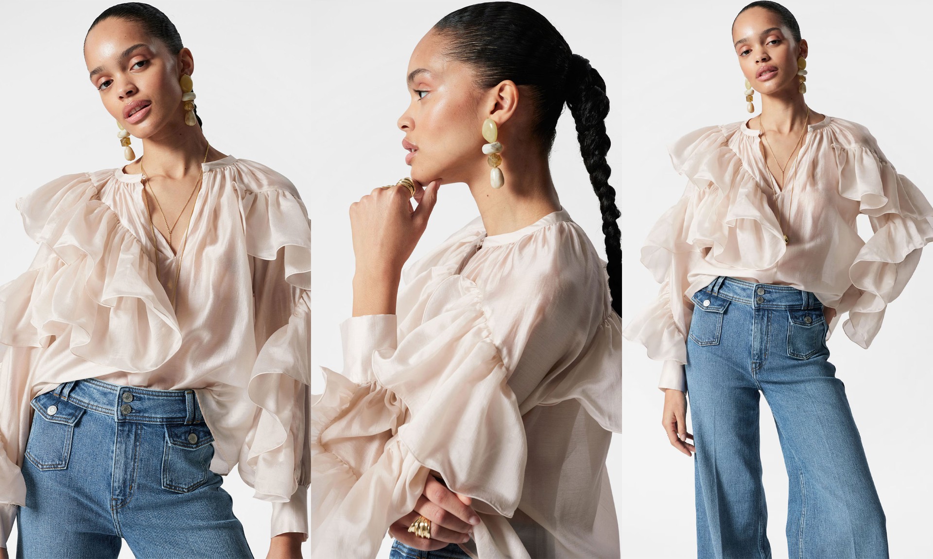 Asymmetric Ruffle Blouse