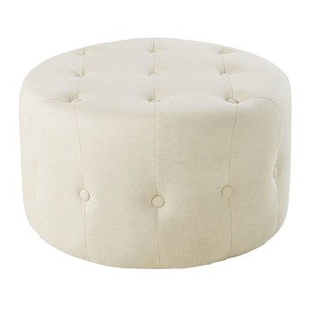 Linen-Coloured Cotton Pouffe