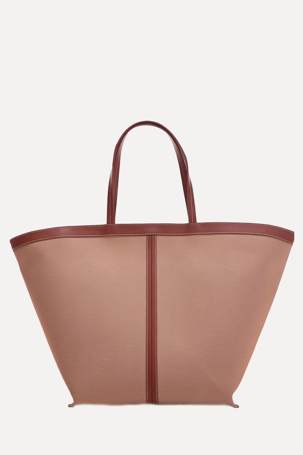 Large Canvas Tote With Leather Details Contrast Stitches from ARKET