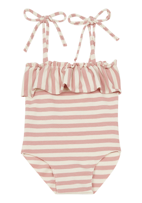 Pale Pink Striped One Piece Jersey Swimsuit from Babe & Tess