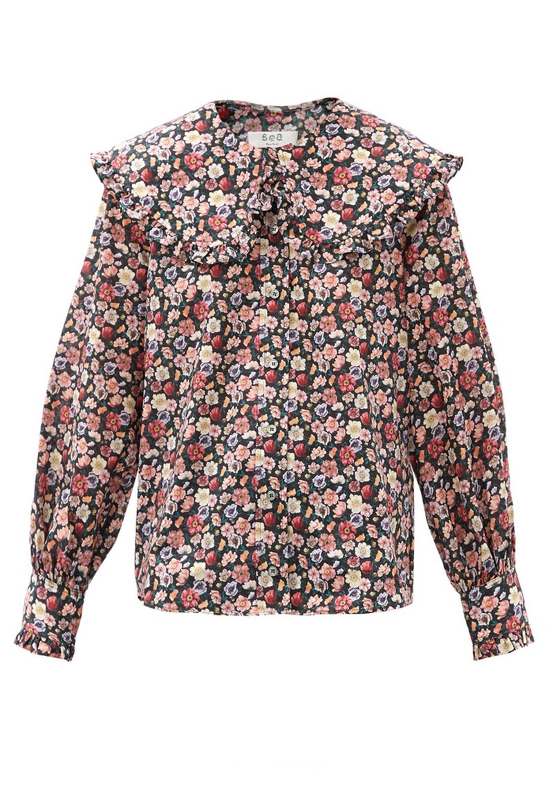 Leslie Peter Pan-collar Cotton-Poplin Blouse from Sea