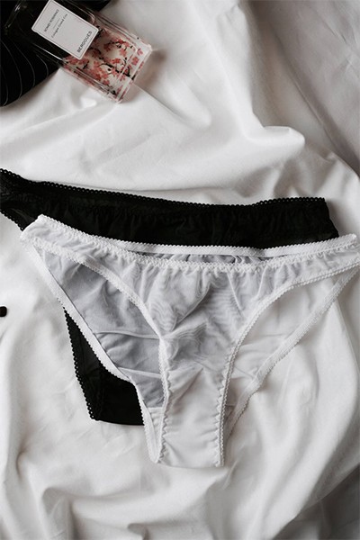 Black White Low Rise Soft Mesh Panties