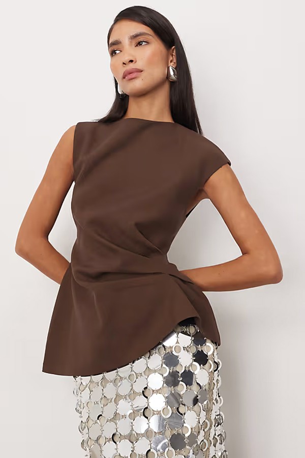 Cinch Waist Tailored Top With Button Detail  from ARRANGE