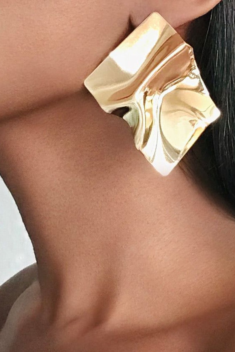 Lunit Clip-On Earrings Gold Small Metal Square from Jarlia By Jolina