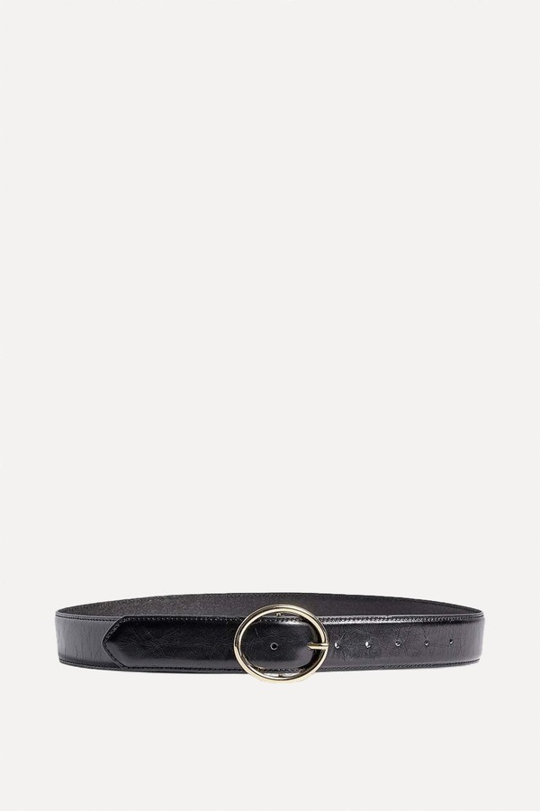 Oval Buckle Leather Padded Belt