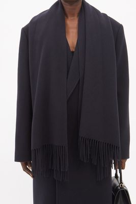 Shawl Embellished Oversized Wool Blend Twill Coat from Balenciaga