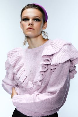 Knit Sweater with Ruffle Trims from Zara