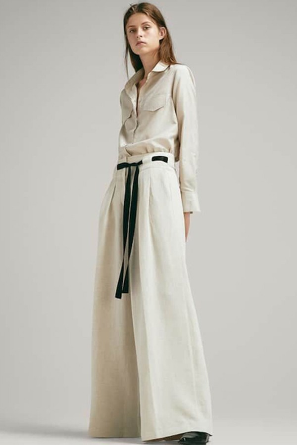 Wide-Leg Trousers With Contrasting Belt from Massimo Dutti