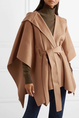 Belted Hooded Wool & Cashmere-Blend Poncho from Theory