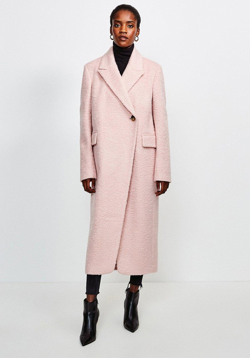 Texture Asymmetric Button Wrap Coat