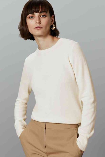 Pure Cashmere Round Neck Jumper Cream