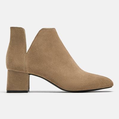 High Heel Leather Ankle Boots With Openings from Zara