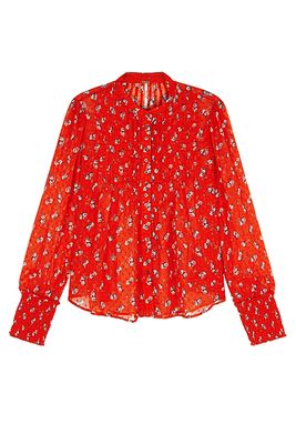 Flowers In December Red Chiffon Blouse from Free People