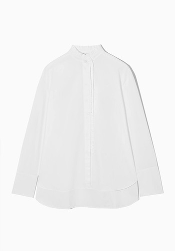 Relaxed Fit Ruffled Poplin Shirt