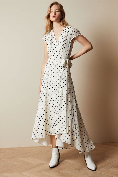 Spotted Dip Hem Maxi Dress