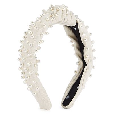 Ivory embellished canvas headband from Lele Sadoughi