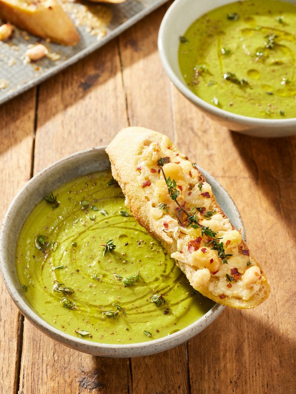 Spring Soup With Cheesy Toast