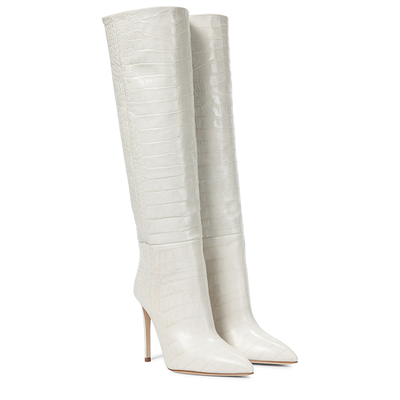 Croc-Effect Leather Knee-High Boots from Paris Texas