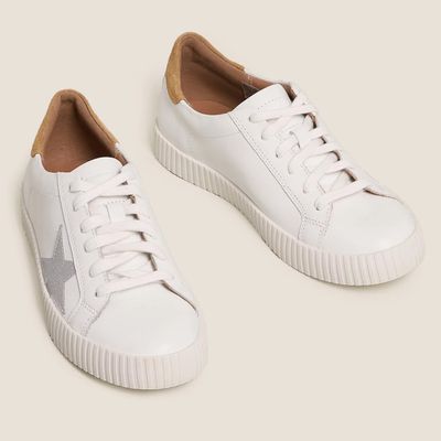 Lace Up Leather Star Trainers from Marks & Spencer