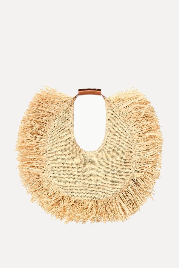 Large Raffia Moon Tote Bag