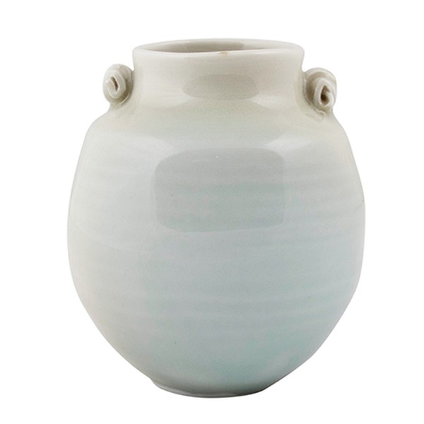 Celadon Bulbous Vase With Scroll Handles from Frances Palmer