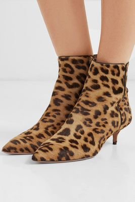 Aquazzura Quant Leopard Print Calf Hair Ankle Boots, £845