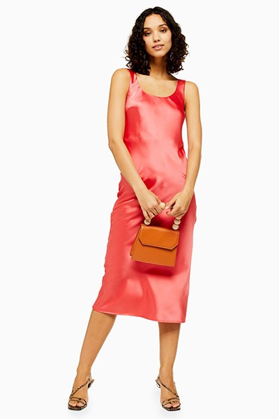 Coral Built Up Slip Dress