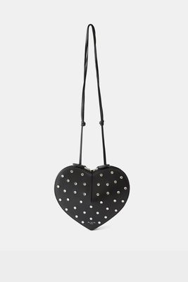 Le Cœur Crystal-Embellished Leather Cross-Body Bag from ALAÏA