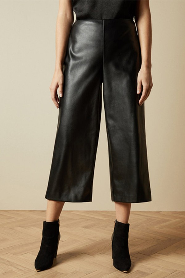 Faux Leather Cropped Trousers