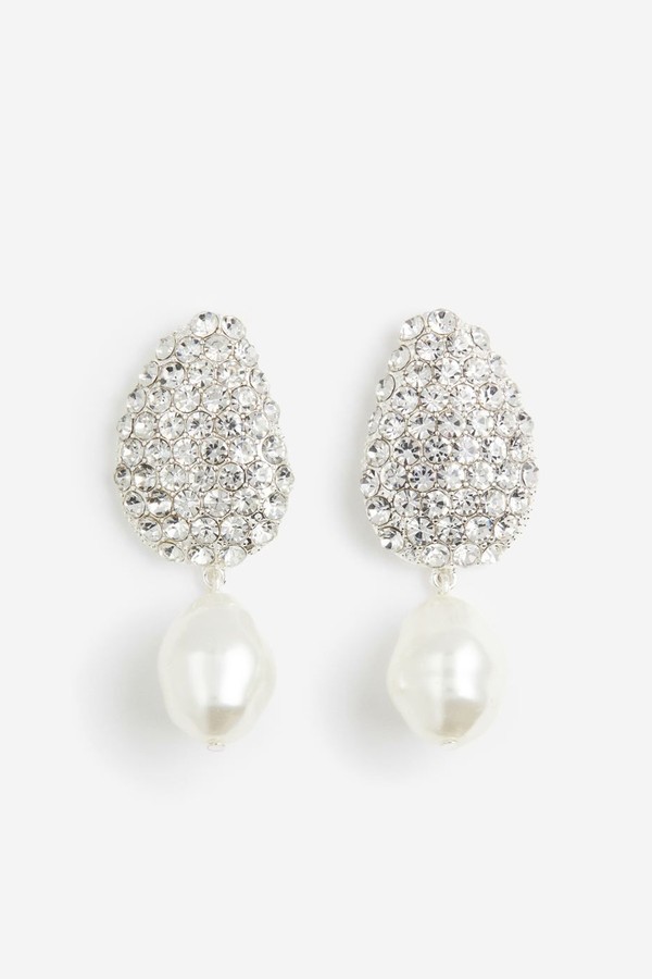 Rhinestone-Embellished Pendant Earrings