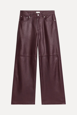 Wide-Leg Leather Trousers 