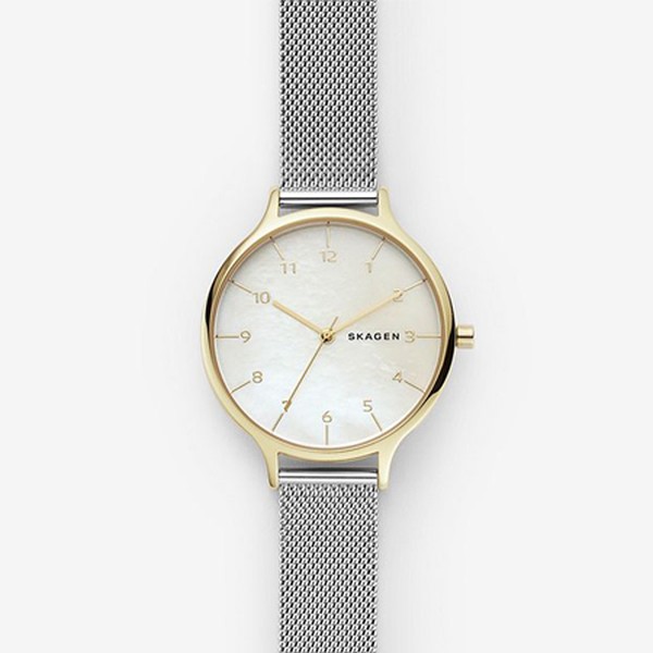 Anita Two-Tone Steel-Mesh Mother of Pearl Watch