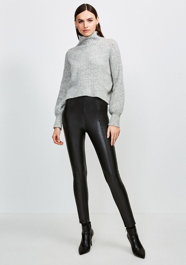 Faux Leather And Ponte Legging