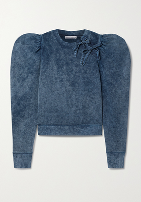 Harper Bow-Detailed Gathered Cotton Sweatshirt from Ulla Johnson