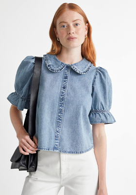 Statement Collar Denim Blouse from & Other Stories 