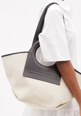 Cala Small Canvas & Leather Tote Bag from Hereu