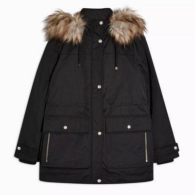 Black Hooded Padded Parka Jacket from Topshop