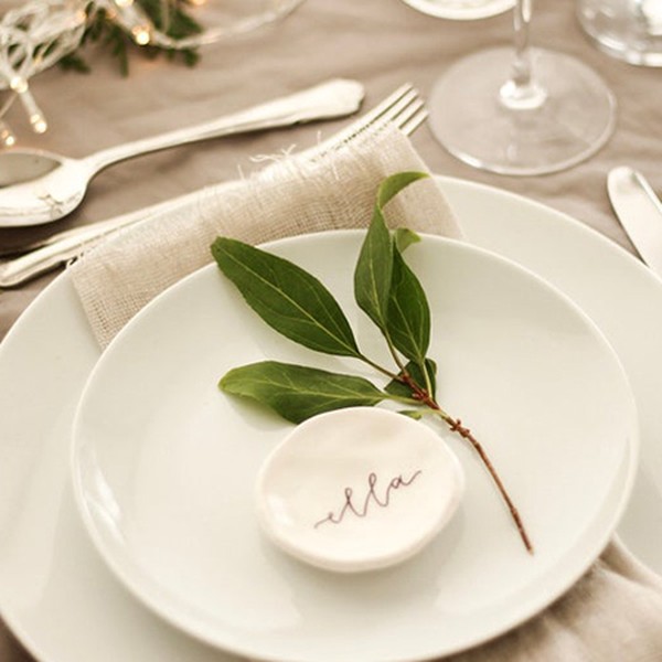 Ceramic Calligraphy Place Cards from Millie Stone