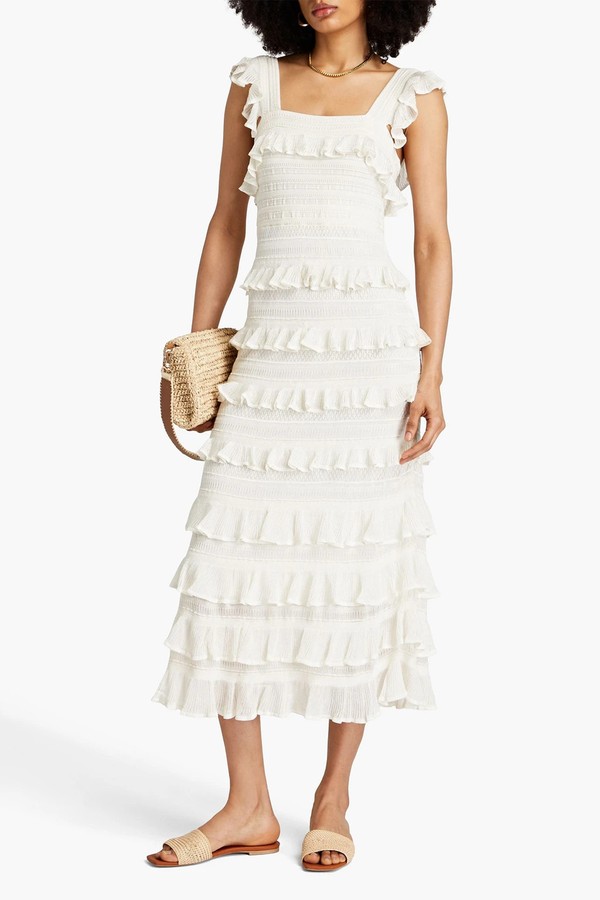 Ruffled Crochet-Knit Midi Dress from Zimmermann 