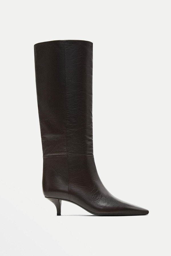 Heeled Leather Boots from Massimo Dutti