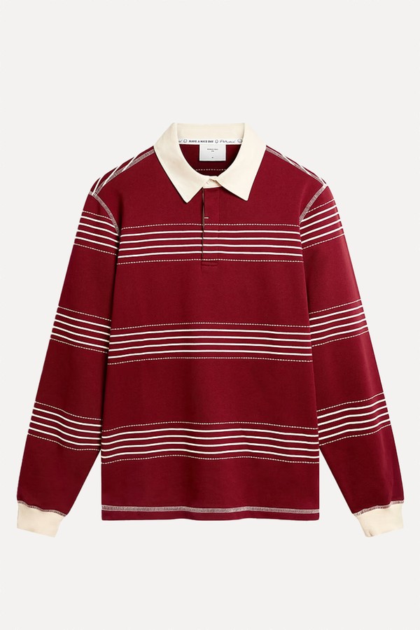 Editor Striped Rugby Polo Shirt from Percival