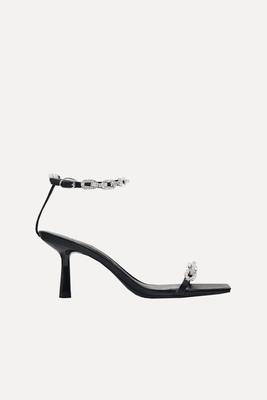 High-Heel Sandals With Rhinestone-Encrusted Chain  from Zara