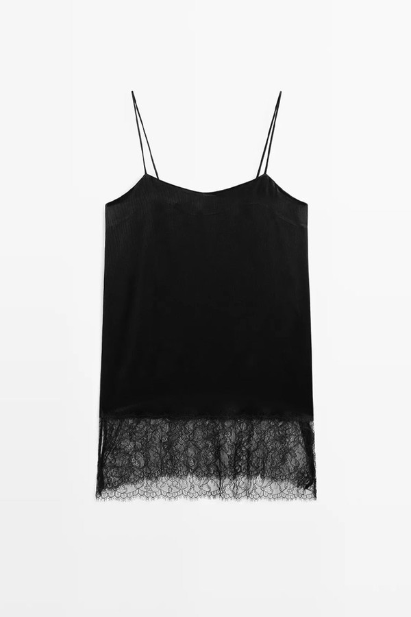 Camisole Top With Lace Detail from Massimo Dutti 