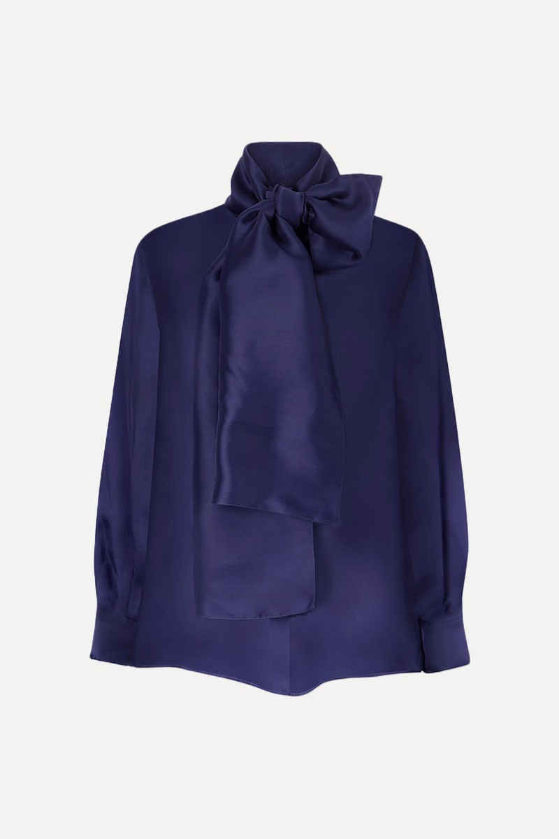 Bow-Embellished Silk-Organza Blouse from Another Tomorrow