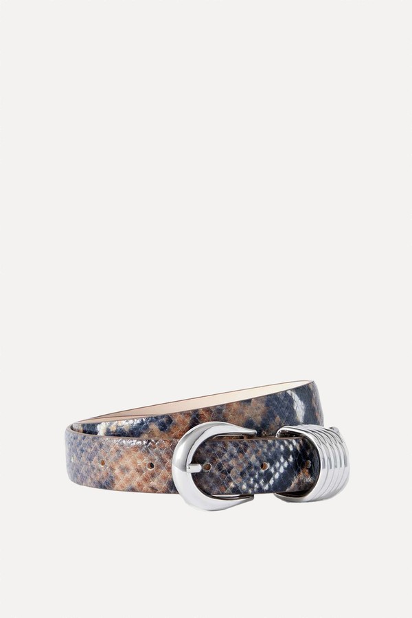 Hollyhock Snake-Effect Leather Belt from Déhanche