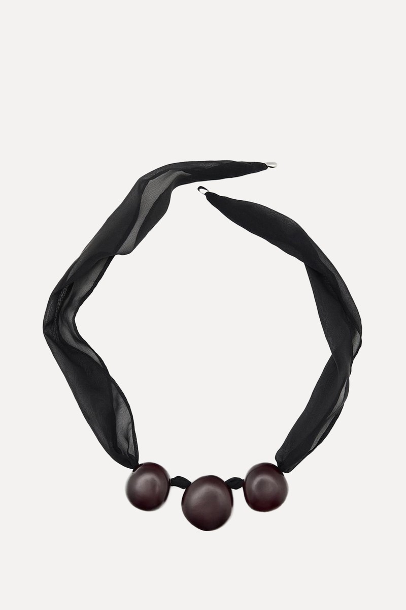 Fabric Pendant With Wooden Beads