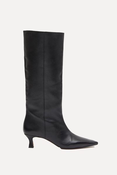 Camila Leather Kitten Heel Knee Boots from Hush