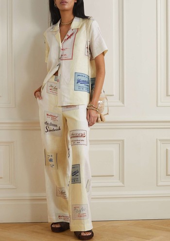 Printed Linen Straight-Leg Pants, £320 | Oroton