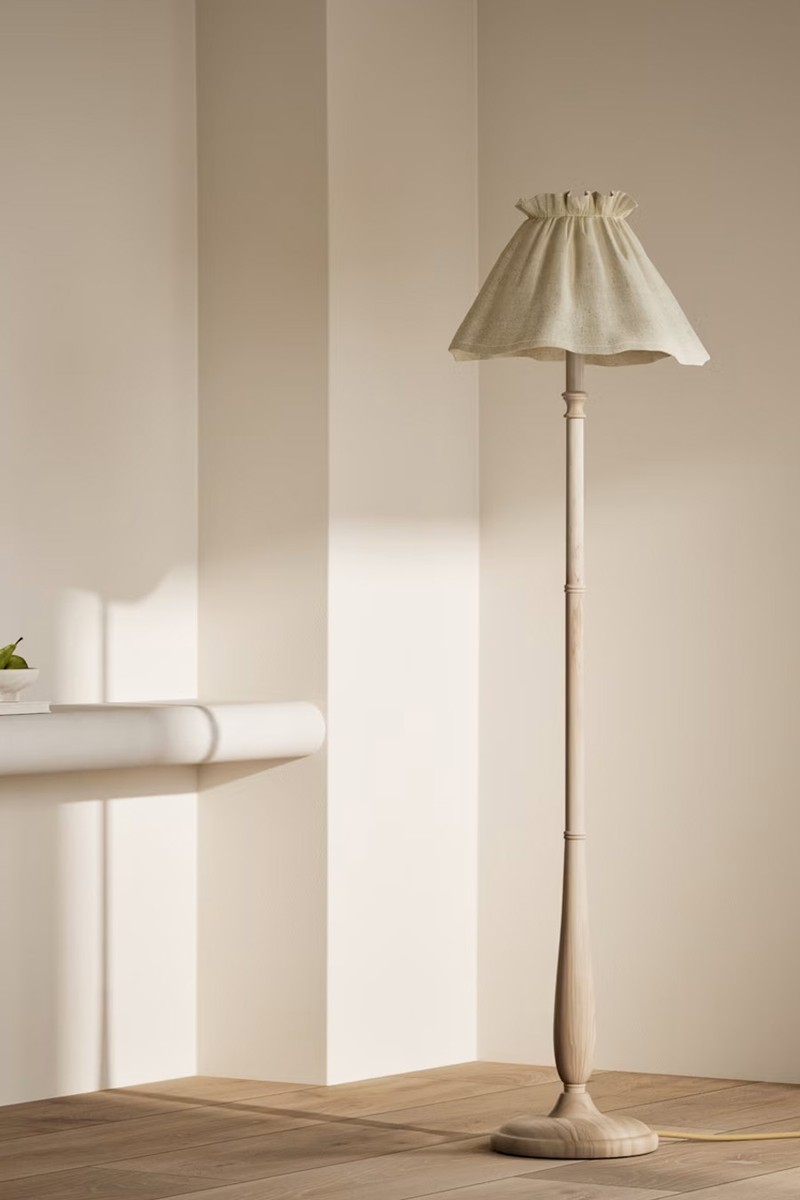 Skirt Shade Wooden Floor Lamp